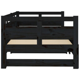 Berkfield Pull-Out Day Bed Black Solid Wood Pine 2X(80X200) Cm - thumbnail 8