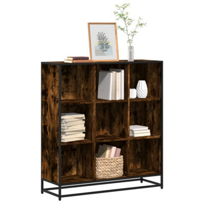 Berkfield Bookcase Smoked Oak 97.5X33X107.5 Cm Engineered Wood And Metal - image 1