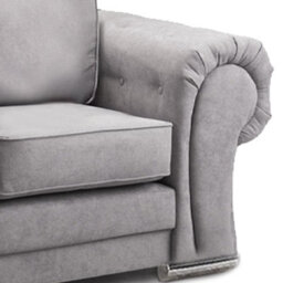 Furnishings For Less UK Milan Grey Fabric Single Seater Armchair Fabric Full Back Chesterfield Style - thumbnail 2