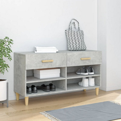 Berkfield Shoe Cabinet Concrete Grey 102X35X55 Cm Engineered Wood - image 1