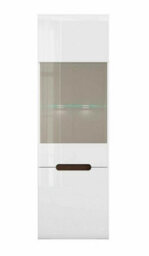 Impact Furniture Tall Glass Display Cabinet Buffet Unit With Led Light Modern White Gloss Fronts With Black Brown Insert Azteca - thumbnail 6