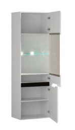 Impact Furniture Tall Glass Display Cabinet Buffet Unit With Led Light Modern White Gloss Fronts With Black Brown Insert Azteca - thumbnail 7