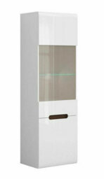 Impact Furniture Tall Glass Display Cabinet Buffet Unit With Led Light Modern White Gloss Fronts With Black Brown Insert Azteca - thumbnail 5