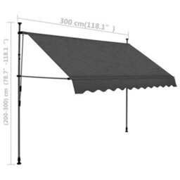 Berkfield Manual Retractable Awning With Led 300 Cm Anthracite - thumbnail 8