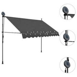 Berkfield Manual Retractable Awning With Led 300 Cm Anthracite - thumbnail 3