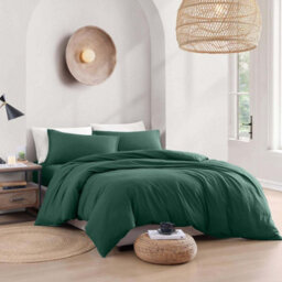 Bedlooms Emerald Plain Dyed Duvet Cover Complete Bedding Set, Breathable & Anti-Allergic Microfiber, Single 135X200Cm - thumbnail 1