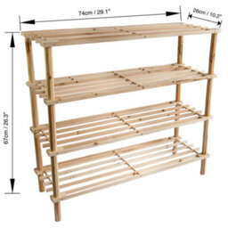 4 Tier Wooden Shoe Rack Storage Slatted Stand Organiser Vertical Shelf Unit - thumbnail 2