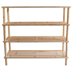 4 Tier Wooden Shoe Rack Storage Slatted Stand Organiser Vertical Shelf Unit