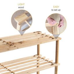 4 Tier Wooden Shoe Rack Storage Slatted Stand Organiser Vertical Shelf Unit - thumbnail 5