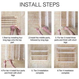 4 Tier Wooden Shoe Rack Storage Slatted Stand Organiser Vertical Shelf Unit - thumbnail 4
