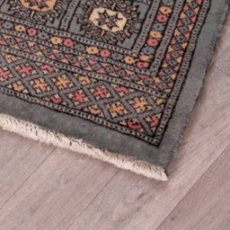 Blue Luxurious Traditional Bordered Floral Geometric Wool Handmade Rug For Living Room Bedroom & Dining Room-60Cm X 90Cm - thumbnail 4