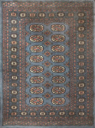 Blue Luxurious Traditional Bordered Floral Geometric Wool Handmade Rug For Living Room Bedroom & Dining Room-60Cm X 90Cm - thumbnail 6