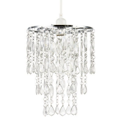 Happy Homewares Chandelier Style Pendant Light Shade With Tiers Of Clear Acrylic Drops - image 1