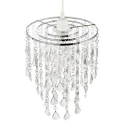 Happy Homewares Chandelier Style Pendant Light Shade With Tiers Of Clear Acrylic Drops - thumbnail 4