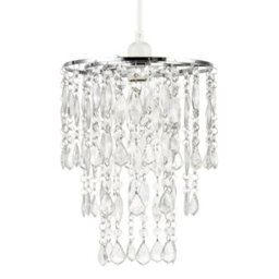 Happy Homewares Chandelier Style Pendant Light Shade With Tiers Of Clear Acrylic Drops - thumbnail 1
