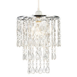 Happy Homewares Chandelier Style Pendant Light Shade With Tiers Of Clear Acrylic Drops - thumbnail 2