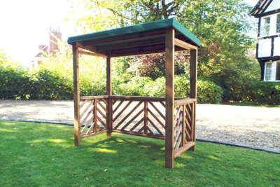 Charles Taylor Trading Dorchester Bbq Shelter (Green Roof Cover) - W170 X D100 X H196 - Fully Assembled - Green - image 1