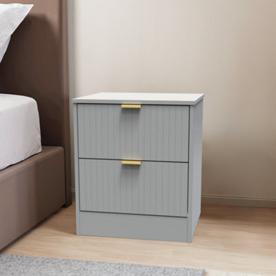 Nashville Ready Assembled Matt Grey No Effect 2 Drawer Wide Bedside Chest (H)521mm (W)450mm (D)395mm - image 1