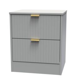 Nashville Ready Assembled Matt Grey No Effect 2 Drawer Wide Bedside Chest (H)521mm (W)450mm (D)395mm - thumbnail 2