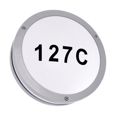 CGC Lighting Cgc Round Grey Led Outdoor Outside Wall Light Bulkhead With House Number Pack - image 1