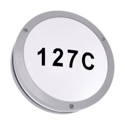 CGC Lighting Cgc Round Grey Led Outdoor Outside Wall Light Bulkhead With House Number Pack