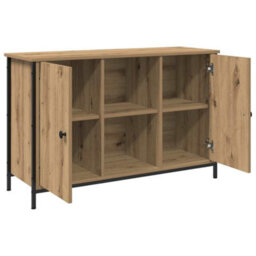 Berkfield Tv Cabinet Black Oak 101X35X65 Cm Engineered Wood And Steel - thumbnail 4