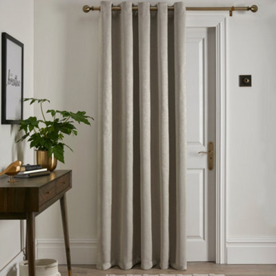 Fusion Strata Dim Out Woven Natural Eyelet Single Panel Door Curtain - image 1