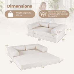 Gainoom Folding Sofa Bed 4-In-1 Convertible Futon Couch Fold-Out Sleeper Bed No Assembly Sponge Loveseat - thumbnail 2