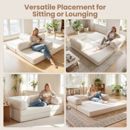 Gainoom Folding Sofa Bed 4-In-1 Convertible Futon Couch Fold-Out Sleeper Bed No Assembly Sponge Loveseat - thumbnail 5