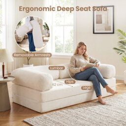Gainoom Folding Sofa Bed 4-In-1 Convertible Futon Couch Fold-Out Sleeper Bed No Assembly Sponge Loveseat - thumbnail 6