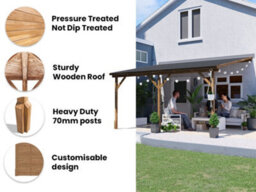 Dunster House Wooden Lean To Gazebo With Super Felt 4M X 3M Pressure Treated Wall Mounted Utopia - thumbnail 5