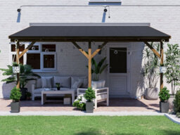 Dunster House Wooden Lean To Gazebo With Super Felt 4M X 3M Pressure Treated Wall Mounted Utopia - thumbnail 4