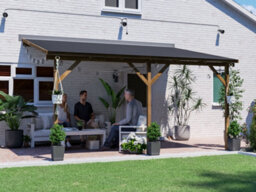 Dunster House Wooden Lean To Gazebo With Super Felt 4M X 3M Pressure Treated Wall Mounted Utopia - thumbnail 3