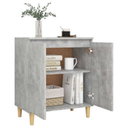 Berkfield Sideboard&solid Wood Legs Concrete Grey 60X35X70 Cm Engineered Wood - thumbnail 3