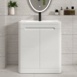 Royal Bathrooms Venice 700mm Gloss White Floor Standing Vanity Unit 2 Door With Ceramic Basin - thumbnail 1