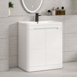 Royal Bathrooms Venice 700mm Gloss White Floor Standing Vanity Unit 2 Door With Ceramic Basin - thumbnail 5