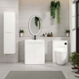 Royal Bathrooms Venice 700mm Gloss White Floor Standing Vanity Unit 2 Door With Ceramic Basin - thumbnail 3