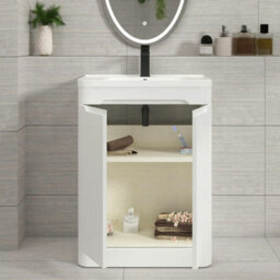 Royal Bathrooms Venice 700mm Gloss White Floor Standing Vanity Unit 2 Door With Ceramic Basin - thumbnail 9