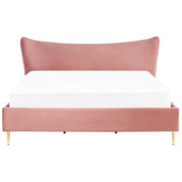 Beliani Bed Velvet Chaleix 180 X 200 Cm (Eu Super King) Peach Pink - thumbnail 5