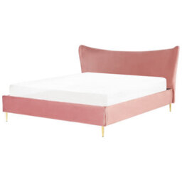 Beliani Bed Velvet Chaleix 180 X 200 Cm (Eu Super King) Peach Pink - thumbnail 1