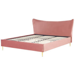 Beliani Bed Velvet Chaleix 180 X 200 Cm (Eu Super King) Peach Pink - thumbnail 4