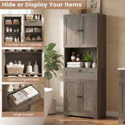 Gainoom Tall Grey Bathroom Cabinet Freestanding Storage Cabinet Modern Wooden Storage Organizer - thumbnail 8