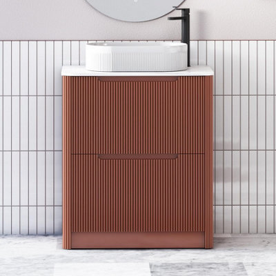 Royal Bathrooms Avenza 800mm Terracotta Clay Floor Standing Countertop Bathroom Vanity Unit 2 Drawer With Lyon Basin - image 1