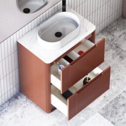 Royal Bathrooms Avenza 800mm Terracotta Clay Floor Standing Countertop Bathroom Vanity Unit 2 Drawer With Lyon Basin - thumbnail 5