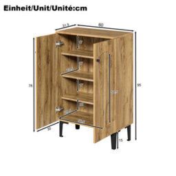 Btm Doubledoor Shoe Cabinet, Large Storage With Multilayer Shelves, Spacesaving Entryway Organizer - thumbnail 5