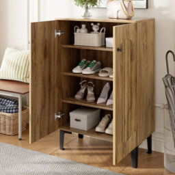 Btm Doubledoor Shoe Cabinet, Large Storage With Multilayer Shelves, Spacesaving Entryway Organizer - thumbnail 7
