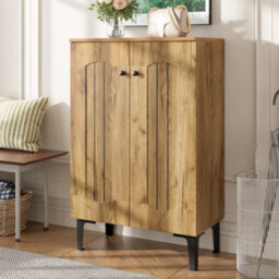 Btm Doubledoor Shoe Cabinet, Large Storage With Multilayer Shelves, Spacesaving Entryway Organizer - thumbnail 6
