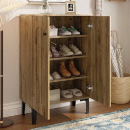 Btm Doubledoor Shoe Cabinet, Large Storage With Multilayer Shelves, Spacesaving Entryway Organizer - thumbnail 3