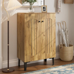 Btm Doubledoor Shoe Cabinet, Large Storage With Multilayer Shelves, Spacesaving Entryway Organizer - thumbnail 2