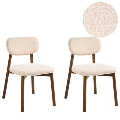 Beliani Set Of 2 Dining Chairs Mills Boucle Brown/ Light Beige - image 1